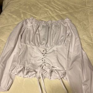 White off the shoulder long sleeve blouse